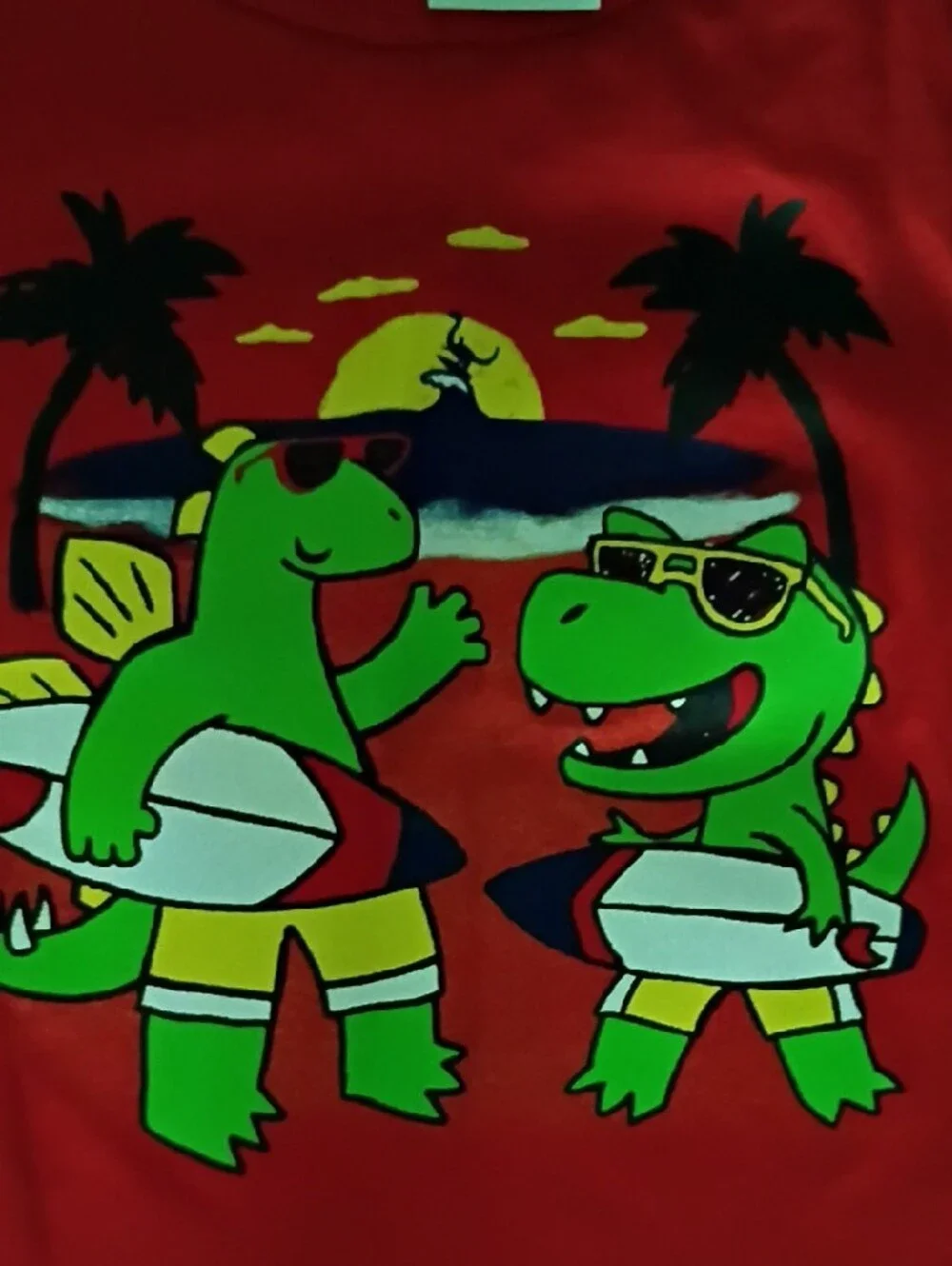 The Children's Place Red Surfing Dino Tee